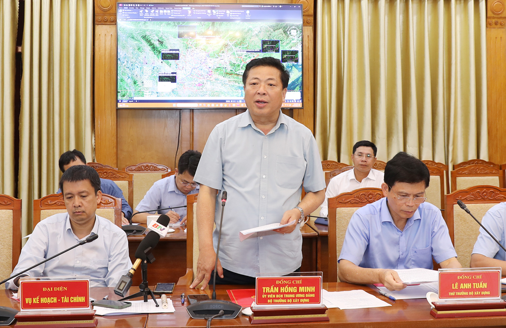 Đồng chí Trần Hồng Minh, Ủy viên Trung ương Đảng, Bộ trưởng Bộ Xây dựng kết luận buổi làm việc. Đồng chí Trần Hồng Minh, Ủy viên Trung ương Đảng, Bộ trưởng Bộ Xây dựng kết luận buổi làm việc.