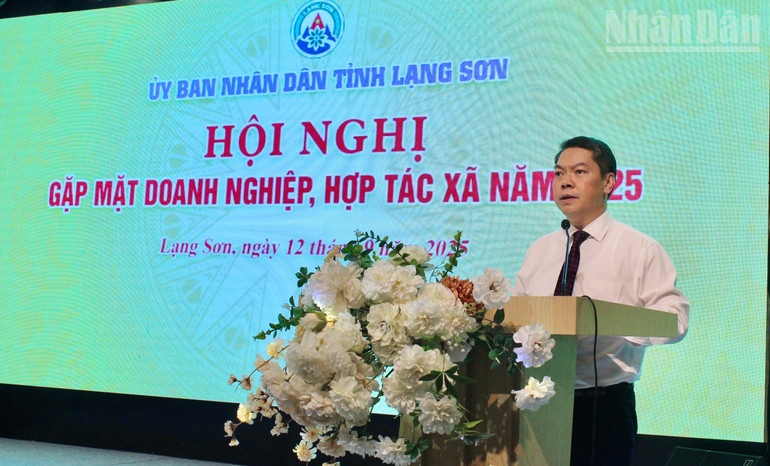 Đồng chí Đoàn Thanh Sơn, Tỉnh ủy viên, Phó Chủ tịch Ủy ban nhân dân tỉnh Lạng Sơn phát biểu kết luận Hội nghị. Ảnh Nhân Dân Đồng chí Đoàn Thanh Sơn, Tỉnh ủy viên, Phó Chủ tịch Ủy ban nhân dân tỉnh Lạng Sơn phát biểu kết luận Hội nghị. Ảnh Nhân Dân