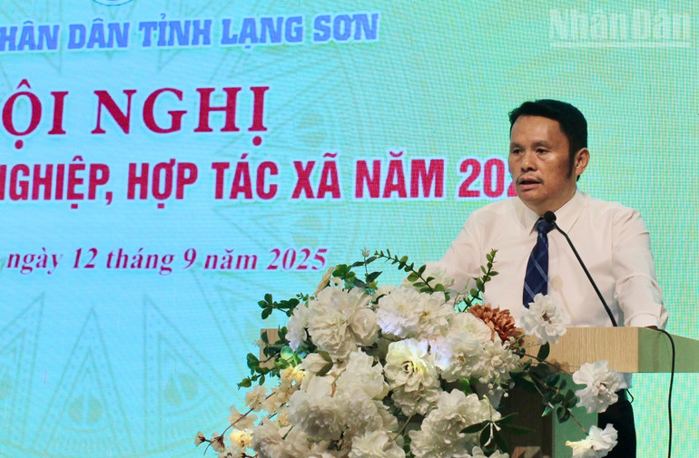 Ông Hồ Phi Dũng, Chủ tịch Hiệp hội doanh nghiệp tỉnh Lạng Sơn phát biểu tại Hội nghị. Ảnh Nhân Dân Ông Hồ Phi Dũng, Chủ tịch Hiệp hội doanh nghiệp tỉnh Lạng Sơn phát biểu tại Hội nghị. Ảnh Nhân Dân