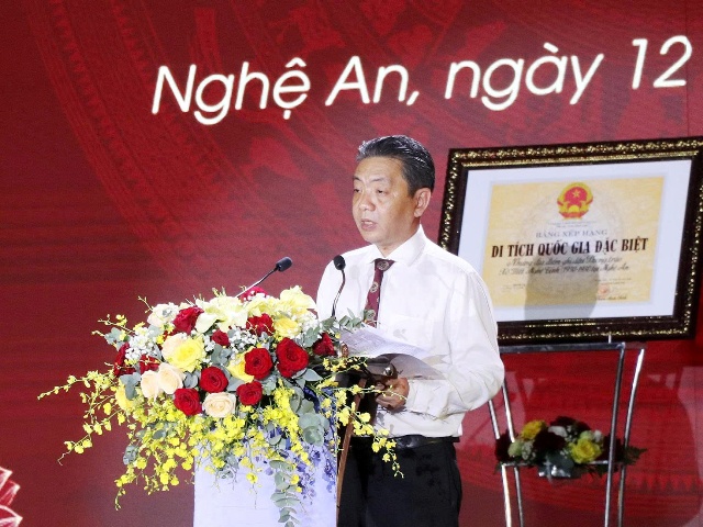 Thứ trưởng Bộ Văn hóa, Thể thao và Du lịch Hoàng Đạo Cương phát biểu tại lễ kỷ niệm. Thứ trưởng Bộ Văn hóa, Thể thao và Du lịch Hoàng Đạo Cương phát biểu tại lễ kỷ niệm.