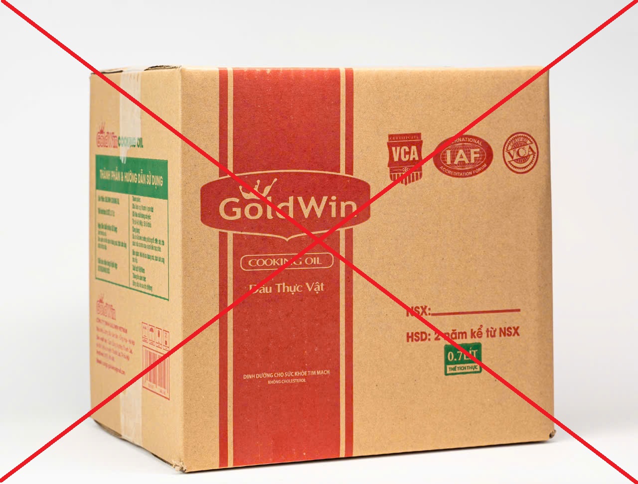 Công an Hưng Yên ra thông báo về dầu ăn giả GoldWin Cooking Oil. Ảnh: Công an tỉnh Hưng Yên Công an Hưng Yên ra thông báo về dầu ăn giả GoldWin Cooking Oil. Ảnh: Công an tỉnh Hưng Yên