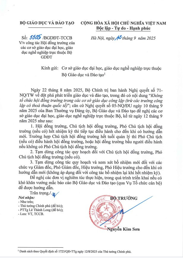 Công văn của Bộ GD&ĐT Công văn của Bộ GD&ĐT