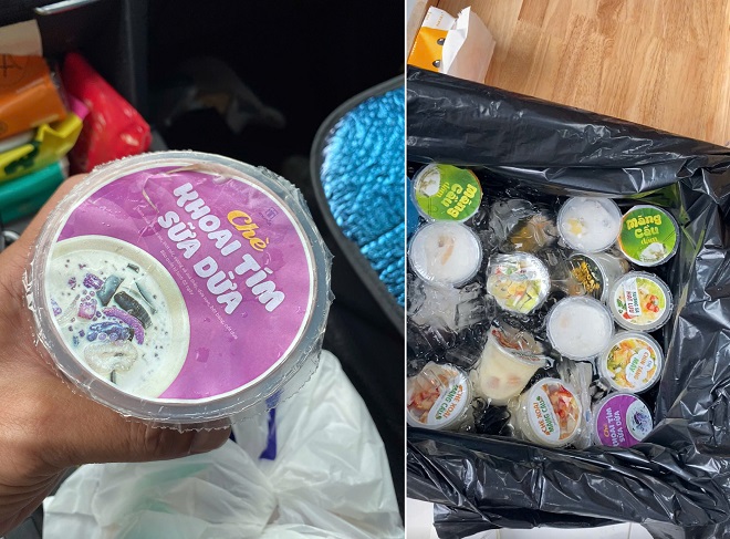 Sản phẩm chè ăn liền được bảo quản trong thùng nước đá trong 2 - 3 ngày để bán cho khách