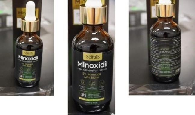 Tinh chất mọc tóc Sѐfralls Minoxidil Hair đang được thu hồi tại thị trường Mỹ. Ảnh: Hà Linh