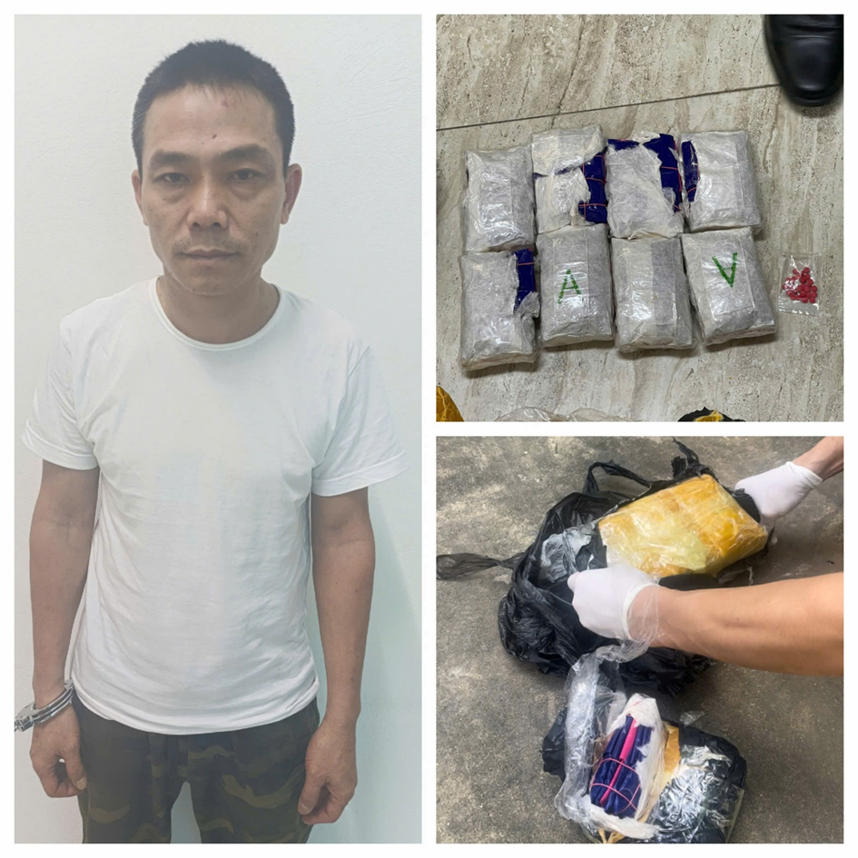 Đối tượng Trần Quốc Hoài và một số tang vật của vụ án