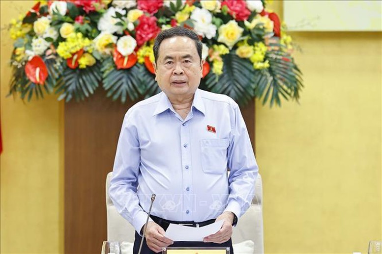 Chủ tịch Quốc hội Trần Thanh Mẫn, Chủ tịch Hội đồng Bầu cử quốc gia phát biểu - Ảnh: Doãn Tấn/TTXVN