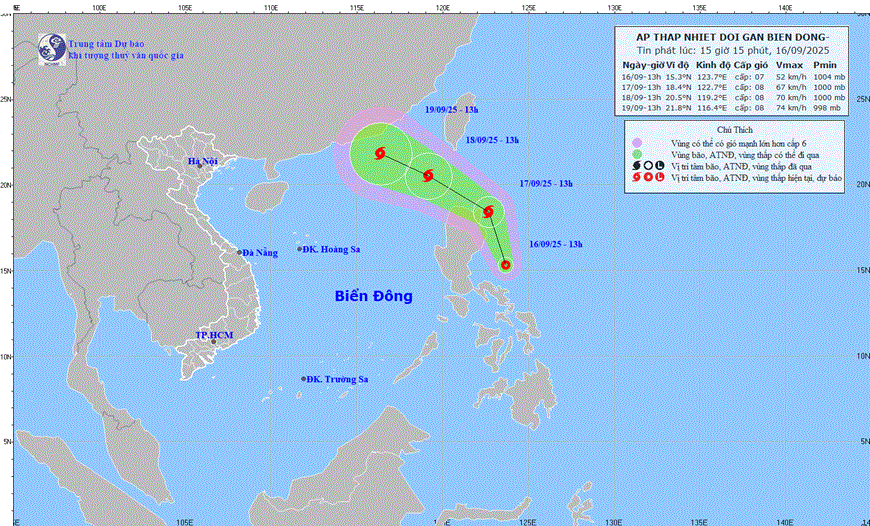 Áp thấp nhiệt đới mạnh lên, hướng vào Biển Đông