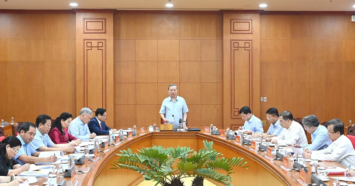 Tổng Bí thư Tô Lâm làm việc với Ban Thường vụ Đảng ủy Chính phủ về Luật Đất đai (sửa đổi) và các luật liên quan