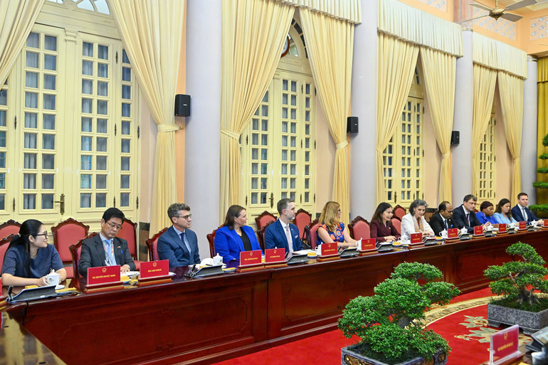 Điều phối viên thường trú Liên hợp quốc, cùng các Trưởng đại diện các tổ chức Liên hợp Quốc tại Việt Nam tại buổi tiếp.