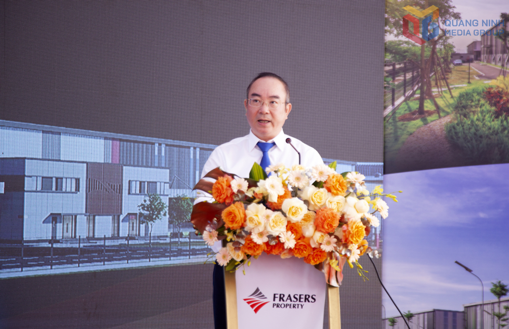 Lãnh đạo Ban Quản lý Khu kinh tế tỉnh Quảng Ninh phát biểu tại Lễ khởi công.