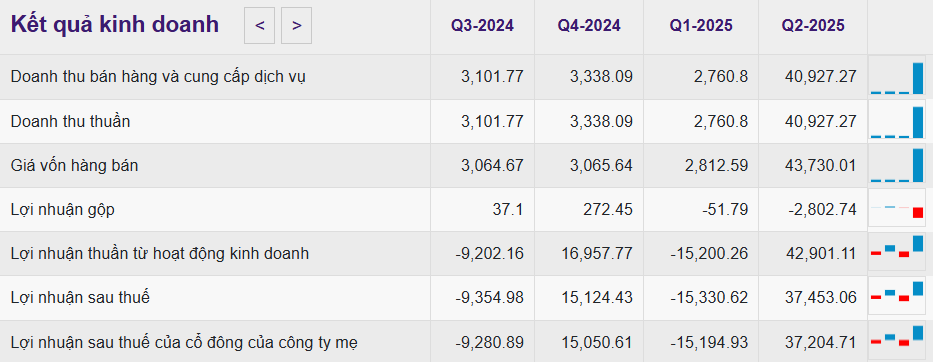 Kết quả kinh doanh của MHC 4 quý gần nhất