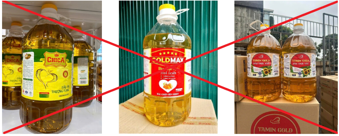 Dầu ăn giả, kém chất lượng nhãn hiệu “Gold Max”, “Tamin Gold”, “ChiCa”. Ảnh: Công an tỉnh Hưng Yên Dầu ăn giả, kém chất lượng nhãn hiệu “Gold Max”, “Tamin Gold”, “ChiCa”. Ảnh: Công an tỉnh Hưng Yên