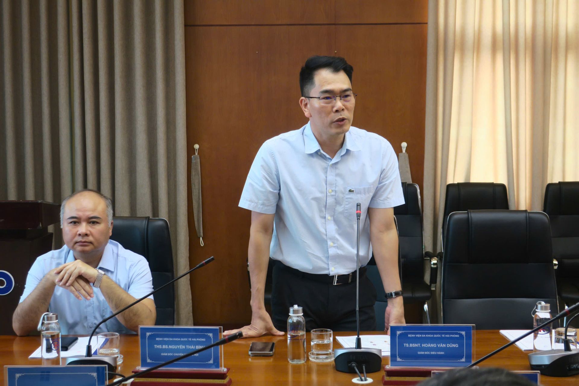 TS.BSNT Hoàng Văn Dũng, Giám đốc điều hành Bệnh viện Đa khoa Quốc tế Hải Phòng phát biểu.
