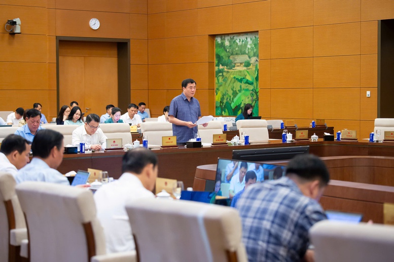 Thứ trưởng Bộ Công Thương Nguyễn Sinh Nhật Tân trình bày Tờ trình của Chính phủ về Dự án Luật Thương mại điện tử