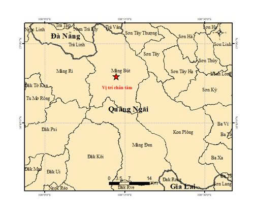 Sáng 22/9, Quảng Ngãi ghi nhận động đất 3.3 độ richter