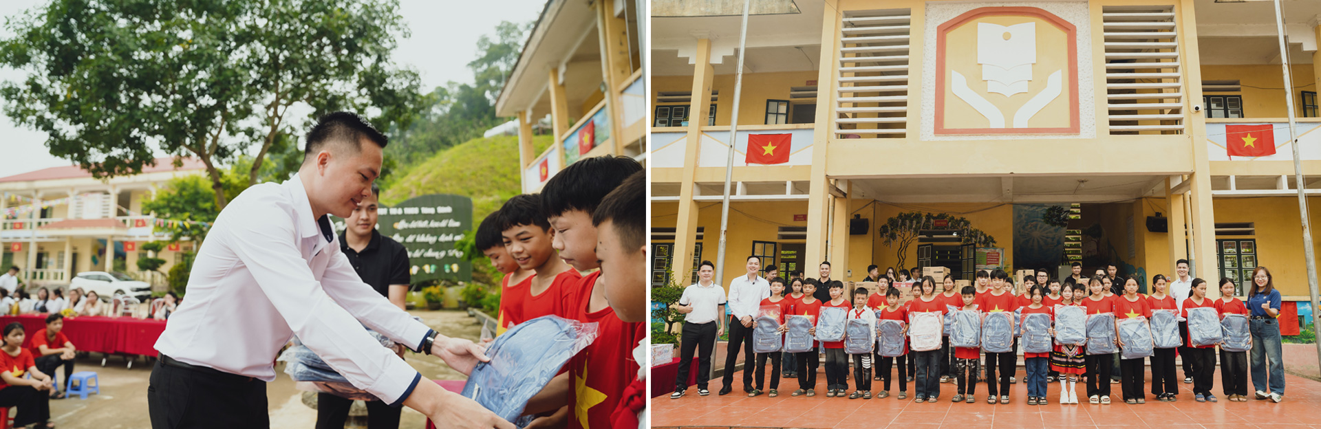 Những phần quà được trao cho học sinh tại Trường Phổ thông dân tộc bán trú Tiểu học & THCS Tòng Sành