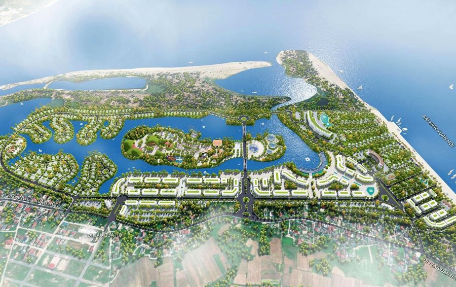 Phối cảnh Khu du lịch sinh thái biển Xuân Hội. Phối cảnh Khu du lịch sinh thái biển Xuân Hội.