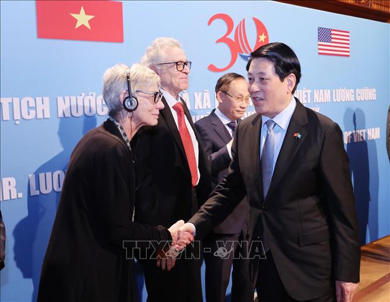 Chủ tịch nước Lương Cường gặp gỡ những người bạn, nhân dân tiến bộ Mỹ - Ảnh: TTXVN