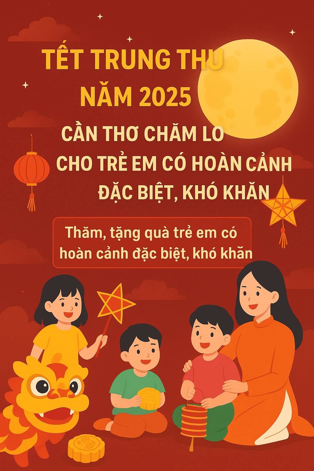 Cần Thơ tổ chức Tết Trung thu năm 2025 cho trẻ em có hoàn cảnh đặc biệt khó khăn