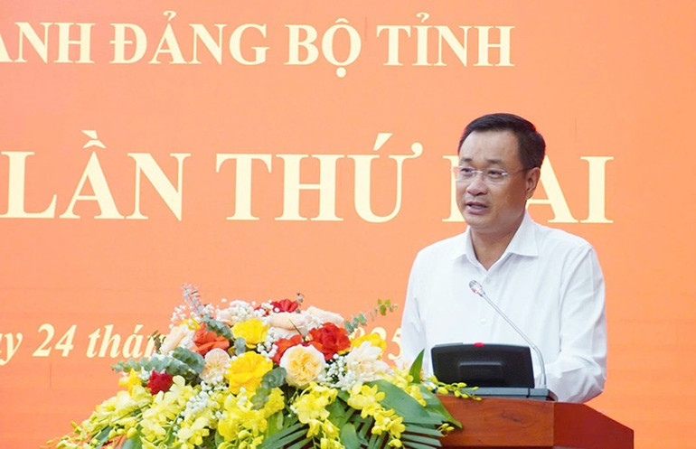 Bí thư Tỉnh ủy Lê Ngọc Quang phát biểu tại hội nghị