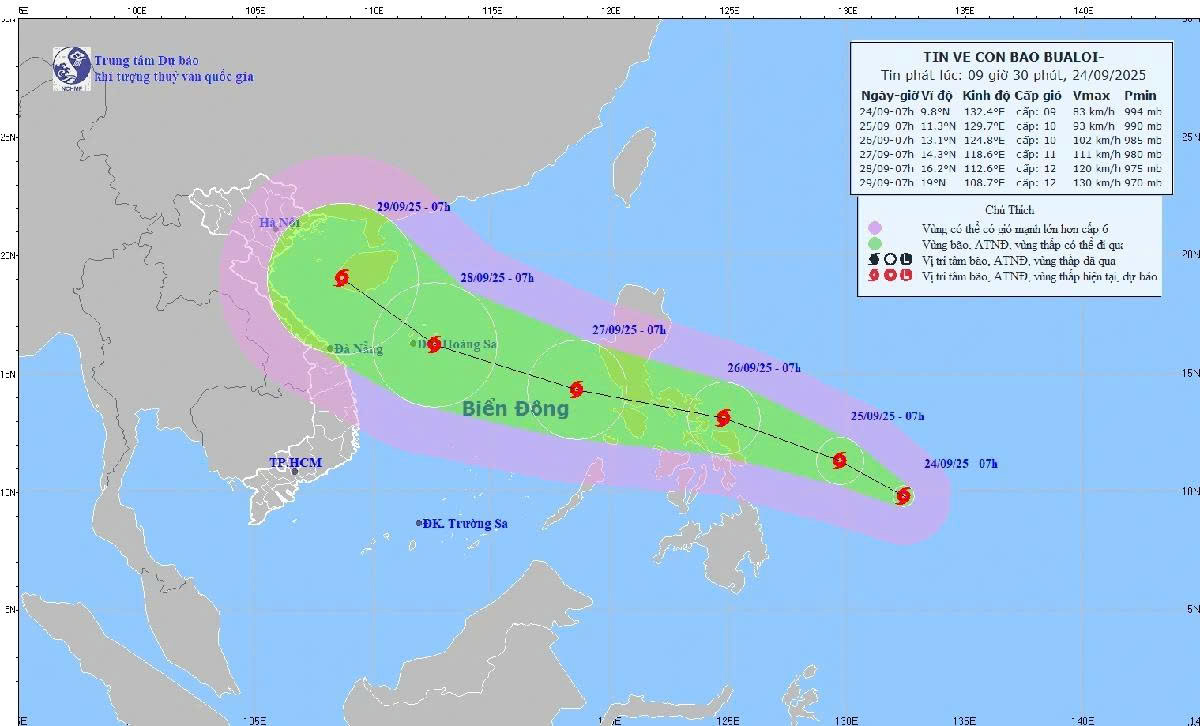 Dự báo bão Bualoi tiến vào Biển Đông, thành bão số 10