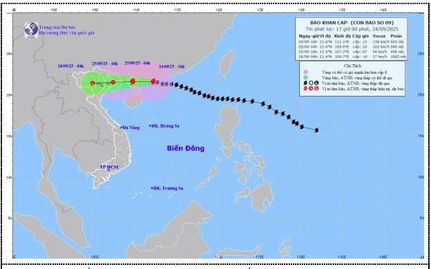 Bão Ragasa giảm cấp, hoàn lưu bao trùm diện rộng