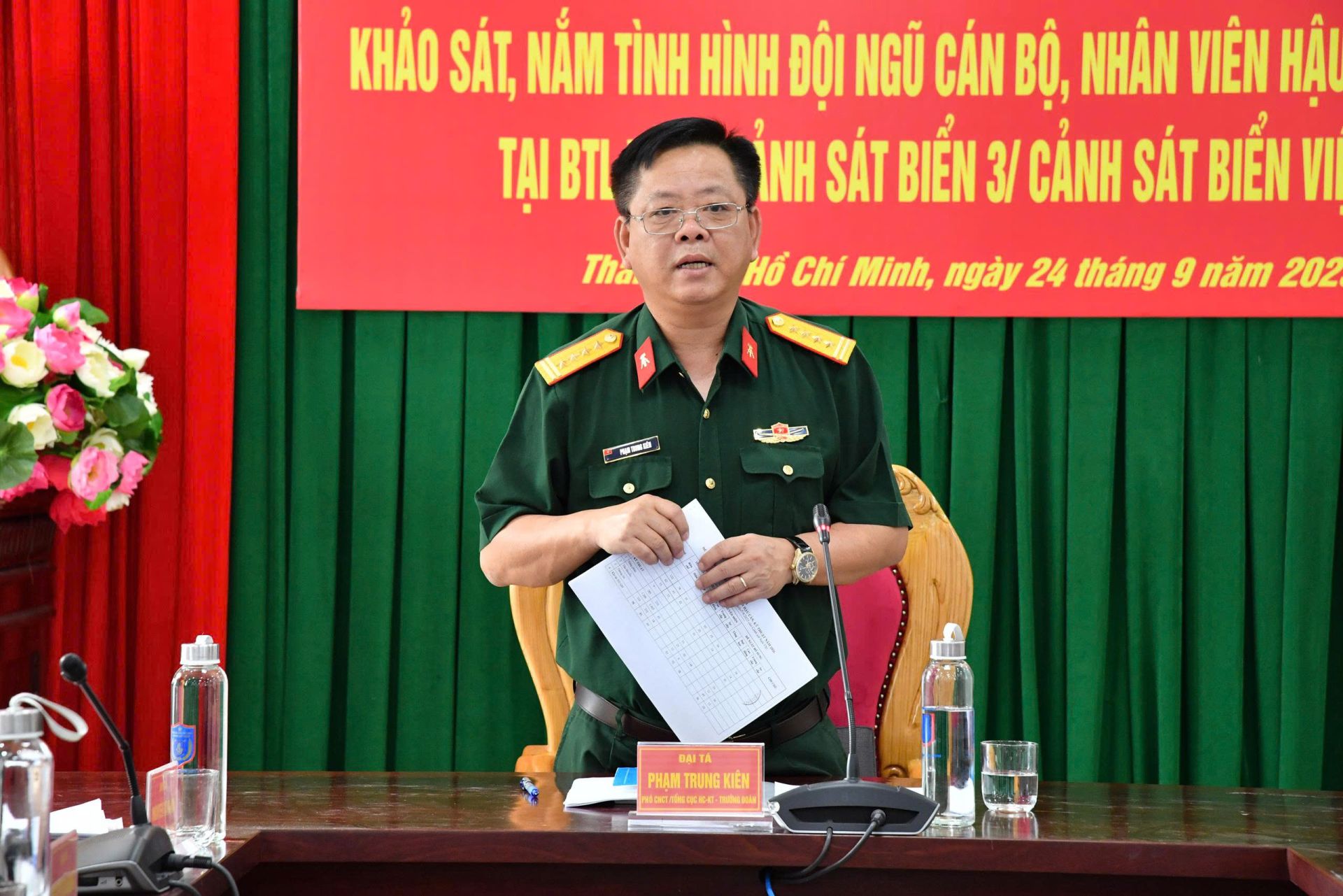 Đại tá Phan Trung Kiên, Phó Chủ nhiệm Chính trị Tổng cục Hậu cần - Kỹ thuật, phát biểu kết luận Hội nghị