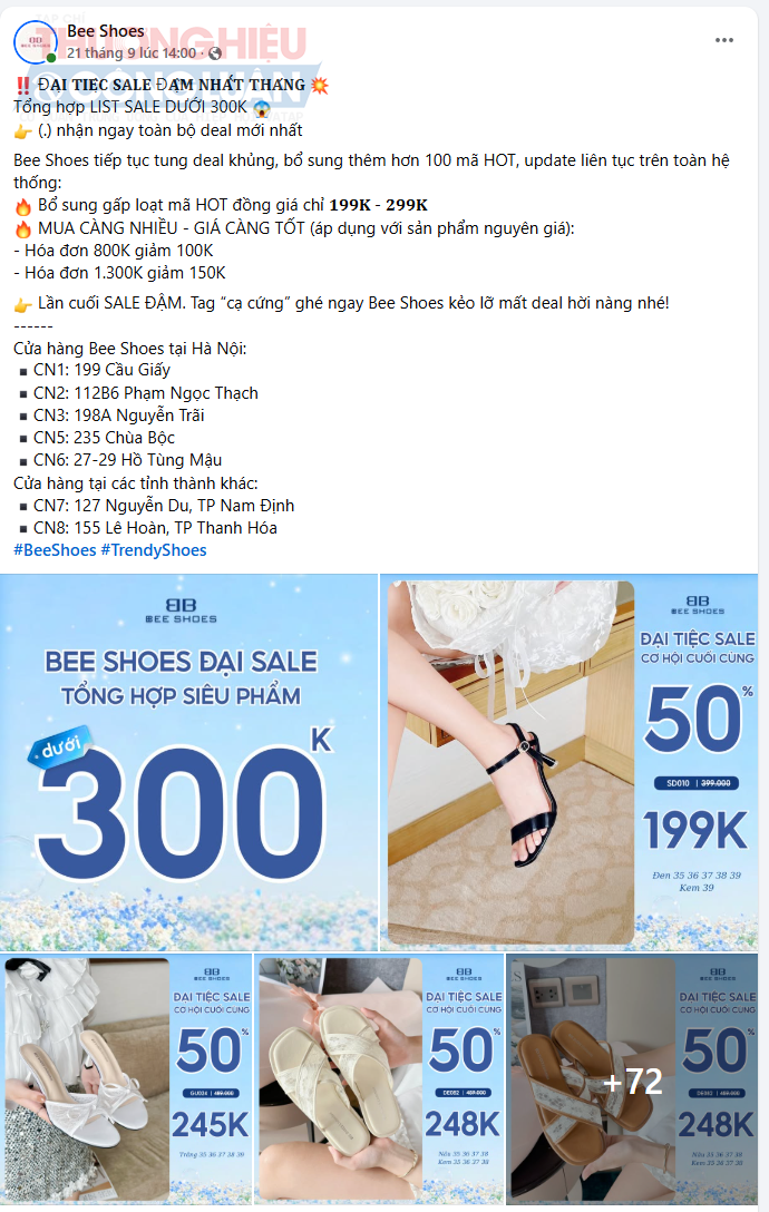 Các chương trình khuyến mãi hấp dẫn thường xuyên được Bee Shoes giới thiệu