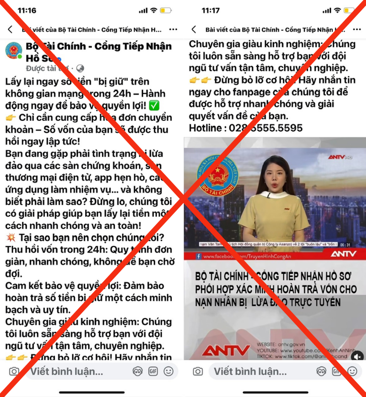 Trang Facebook giả mạo Bộ Tài chính lừa đảo “thu hồi tiền” Trang Facebook giả mạo Bộ Tài chính lừa đảo “thu hồi tiền”