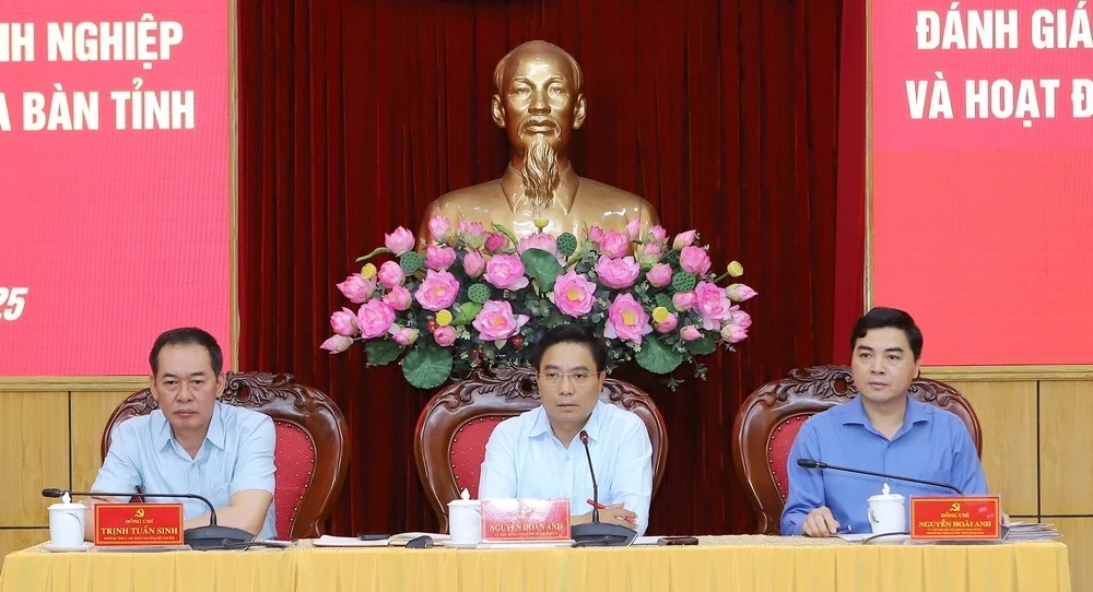 Bí thư Tỉnh ủy Nguyễn Doãn Anh và các đồng chí Phó Bí thư Tỉnh ủy chủ trì hội nghị.