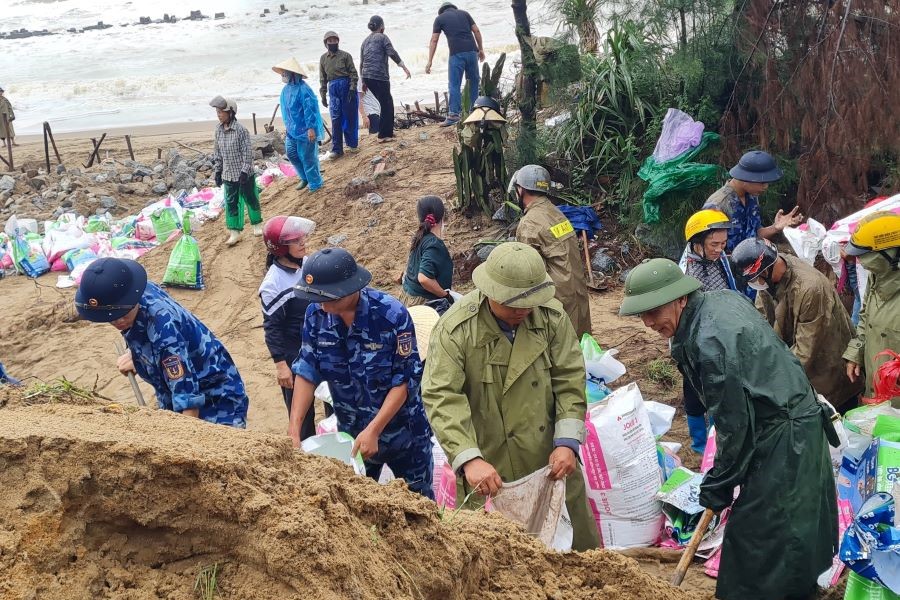 Hà Tĩnh khẩn trương gia cố tuyến đê biển trọng yếu
