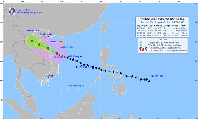 Đêm nay, bão số 10 Bualoi đổ bộ, miền Trung - Bắc Bộ hứng mưa to gió dữ