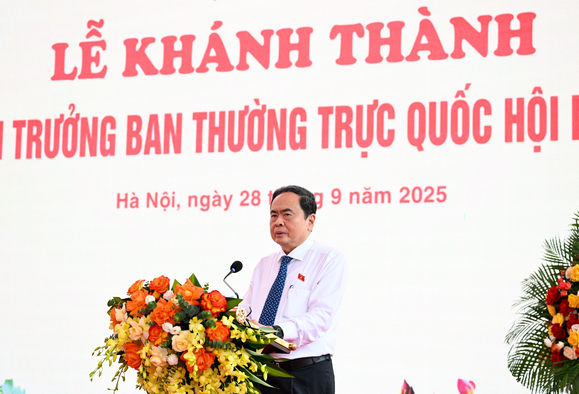 Chủ tịch Quốc hội Trần Thanh Mẫn phát biểu tại buổi lễ. (Ảnh: DUY LINH)