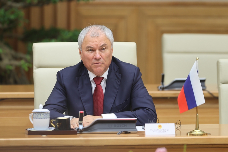 Chủ tịch Duma Quốc gia Nga V. Volodin khẳng định Quốc hội Nga luôn sẵn sàng phối hợp triển khai các thỏa thuận cấp cao, hỗ trợ Chính phủ hai nước đẩy mạnh quan hệ trên tất cả các lĩnh vực - Ảnh: VGP/Nhật Bắc