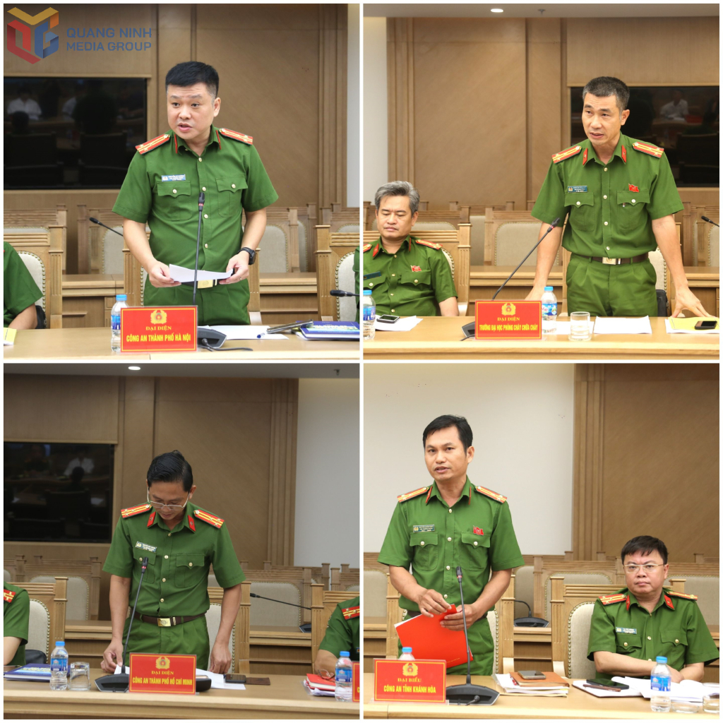 Đại diện công an một số đơn vị, tỉnh, thành phố trực thuộc Trung ương tham luận tại hội thảo.