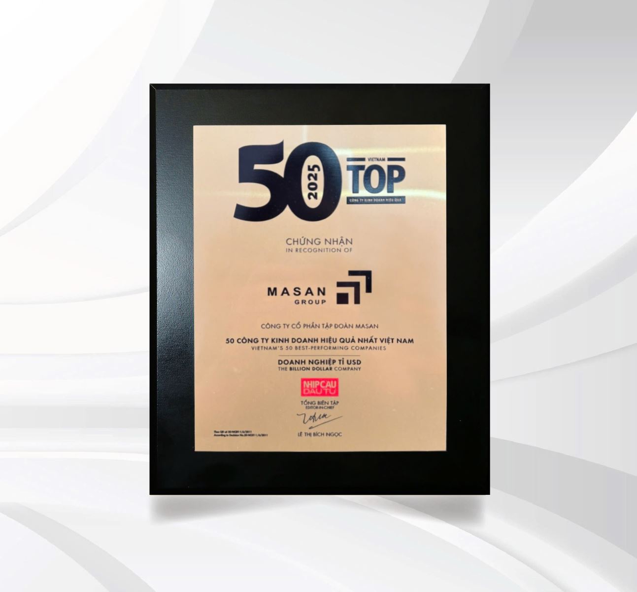 Masan tiếp tục vào Top 50 Công ty kinh doanh hiệu quả nhất Việt Nam 2025