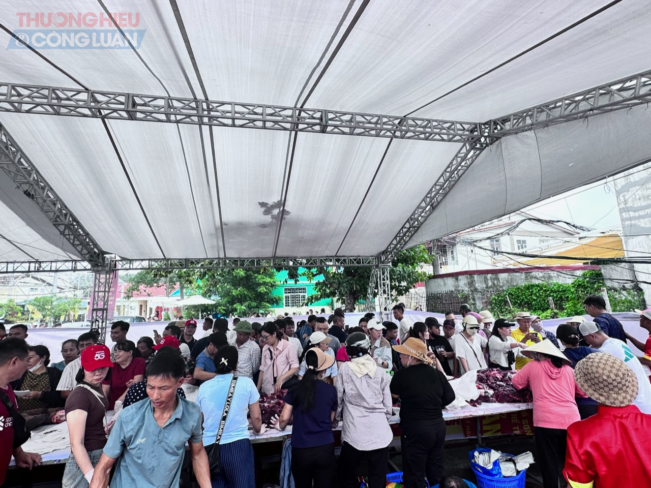 Người tiêu dùng chen lấn mua thịt trâu chọi Người tiêu dùng chen lấn mua thịt trâu chọi