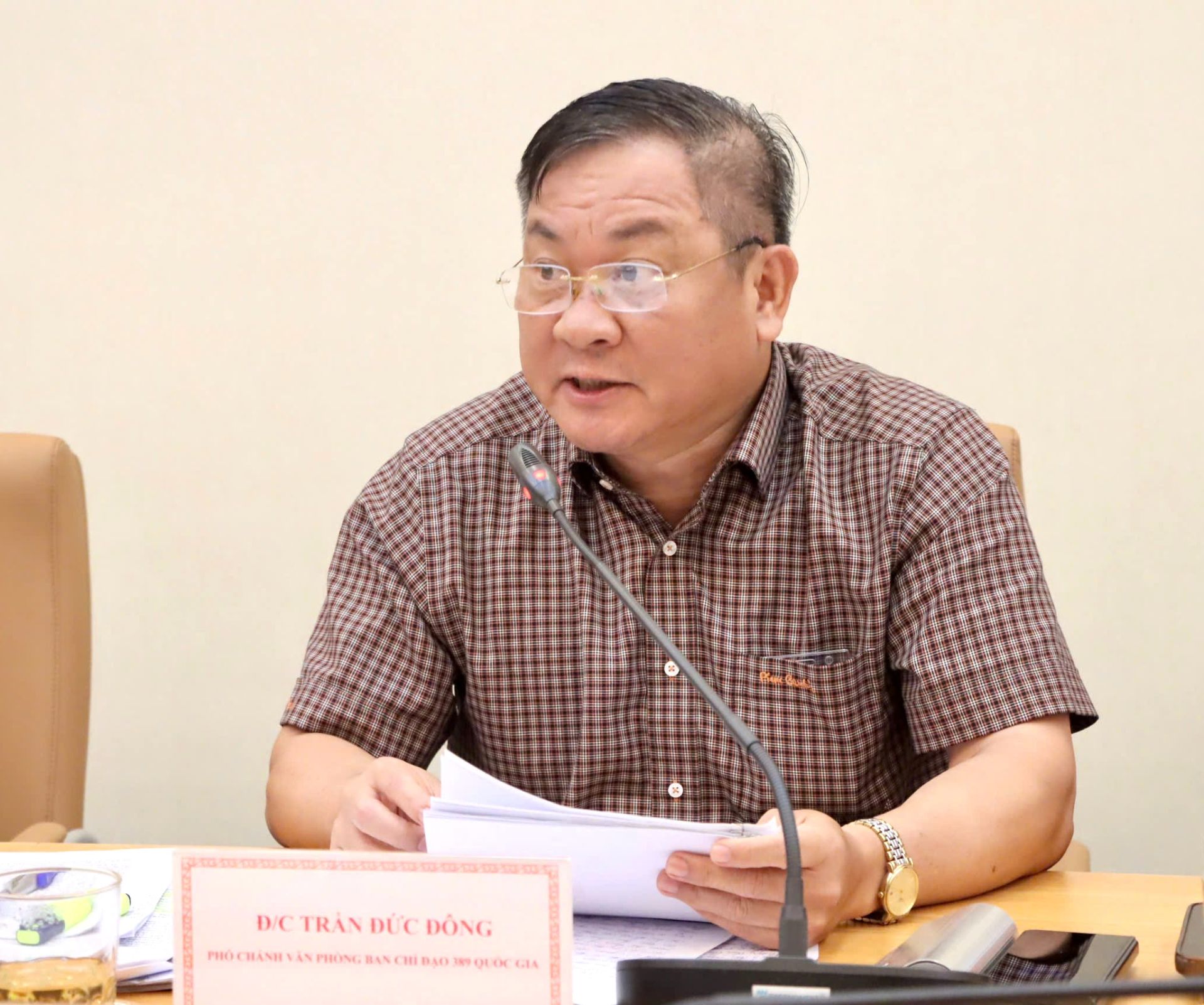 Phó Chánh Văn phòng Thường trực BCĐ 389 Quốc gia Trần Đức Đông phát biểu