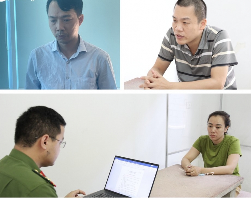 Các đối tượng tại Cơ quan CSĐT Công an tỉnh Nghệ An . (Ảnh: Công an tỉnh Nghệ An)