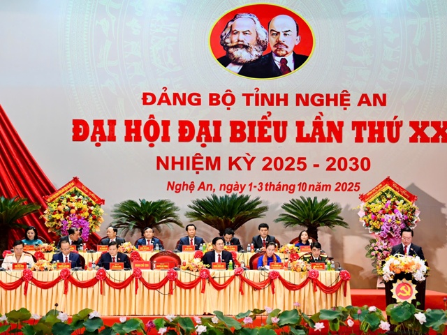 Khai mạc Đại hội đại biểu Đảng bộ tỉnh Nghệ An lần thứ XX, nhiệm kỳ 2025-2030
