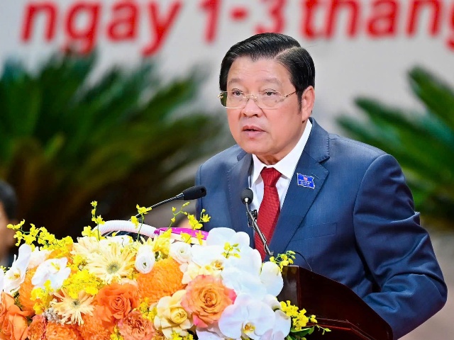 Trưởng Ban Nội chính Trung ương Phan Đình Trạc phát biểu tại tại Đại hội.