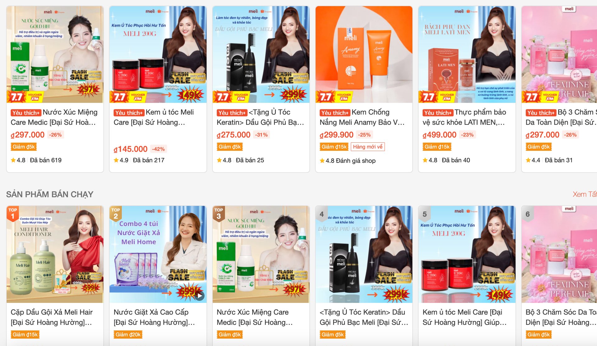 Các sản phẩm của doanh nhân Hoàng Hường được bán trên các sàn thương mại điện tử