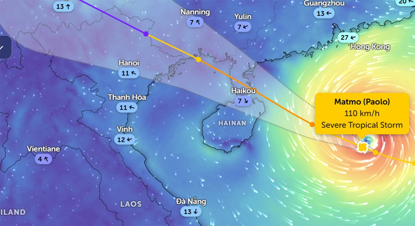 Bão số 11 mạnh lên cấp 15, hướng vào phía bắc Biển Đông và Vịnh Bắc Bộ