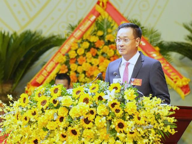 Bí thư Tỉnh ủy Lê Ngọc Quang phát biểu khai mạc Đại hội.