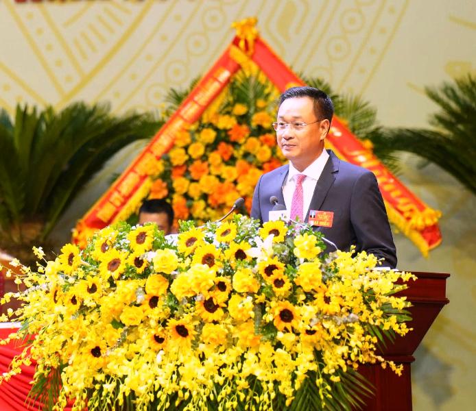 Bí thư Tỉnh ủy Lê Ngọc Quang phát biểu khai mạc đại hội