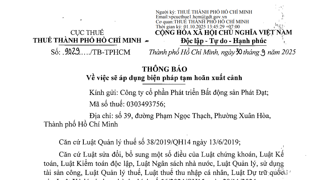Một phần thông báo số 9029/TB-TP.HCM của Thuế TP. HCM