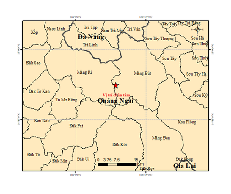 Động đất 4,9 độ richter tại Quảng Ngãi, người dân nửa đêm tỉnh giấc