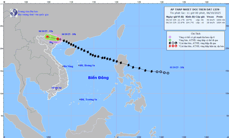 Bão số 11 suy yếu thành áp thấp nhiệt đới, Hà Nội đề phòng dông, lốc