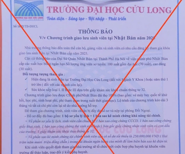 Thông báo giả mạo về chương trình học bổng toàn phần tại Nhật Bản Thông báo giả mạo về chương trình học bổng toàn phần tại Nhật Bản