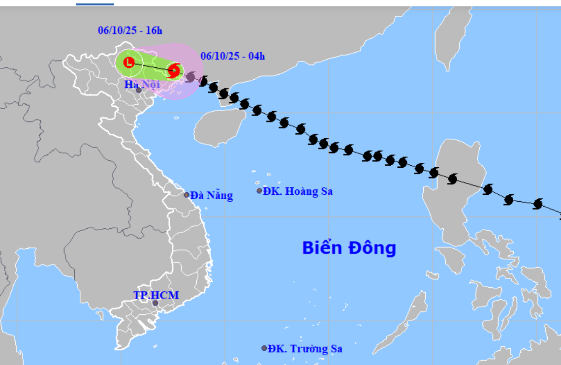 Bão số 11 đang suy yếu nhanh, cập nhật sáng 6/10. Nguồn: NCHMF Bão số 11 đang suy yếu nhanh, cập nhật sáng 6/10. Nguồn: NCHMF
